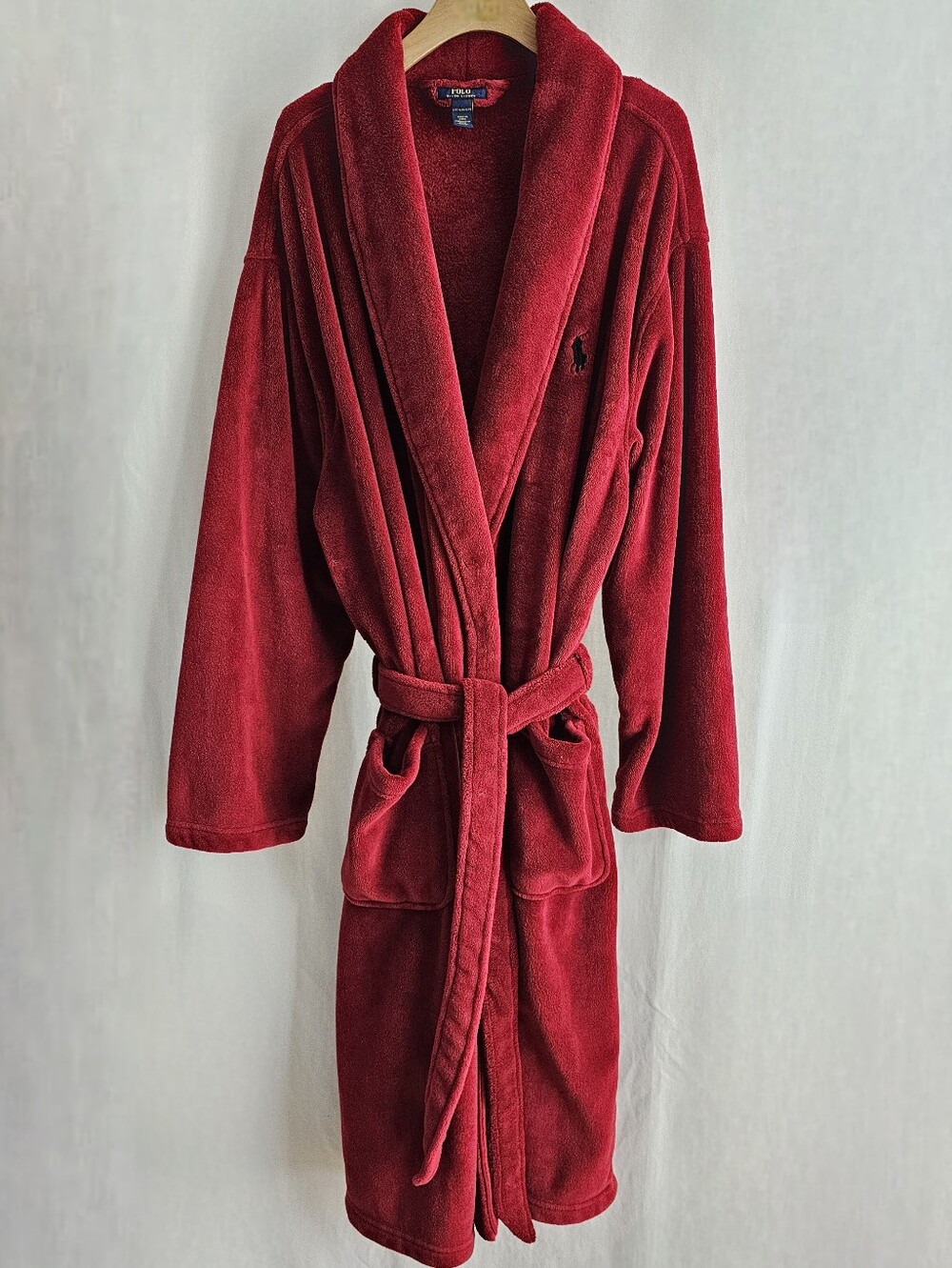 Polo Ralph Lauren Red Fleece Belted Bathrobe